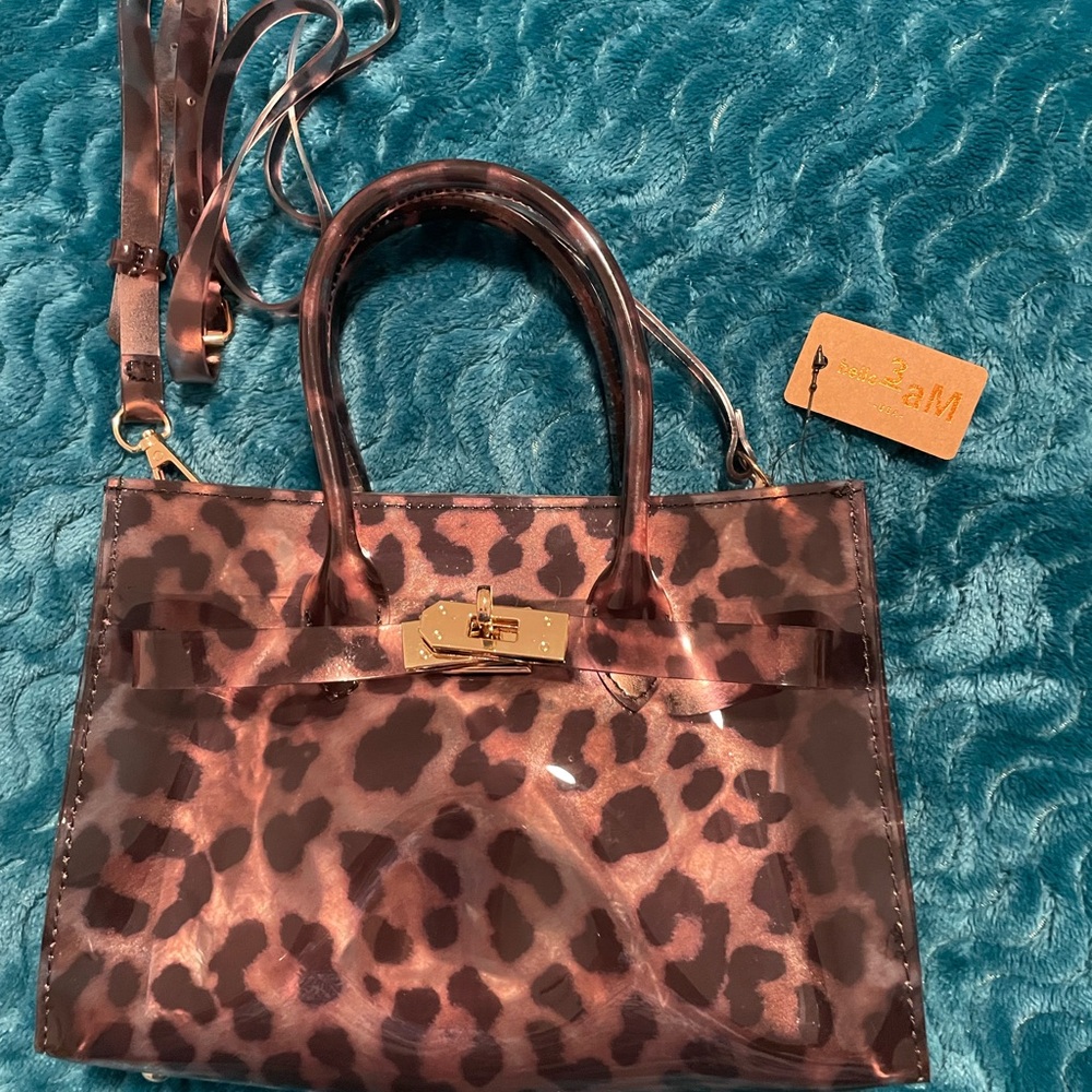 Leopard Print Transparent Handbag